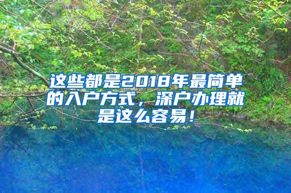 这些都是2018年最简单的入户方式，深户办理就是这么容易！