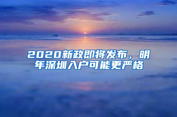 2020新政即将发布，明年深圳入户可能更严格