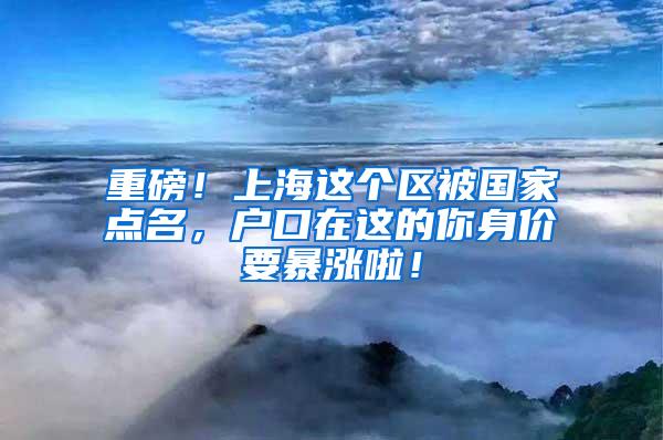 重磅！上海这个区被国家点名，户口在这的你身价要暴涨啦！