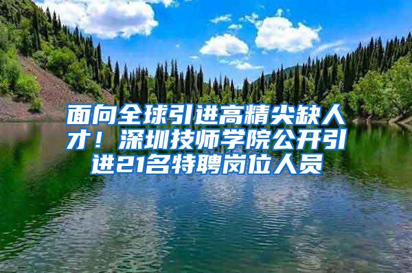 面向全球引进高精尖缺人才！深圳技师学院公开引进21名特聘岗位人员