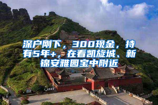 深户刚下，300现金，持有5年+，在看凯旋城、新锦安雅园宝中附近