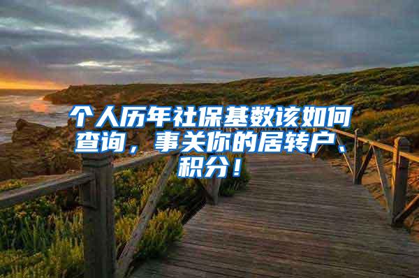 个人历年社保基数该如何查询，事关你的居转户、积分！