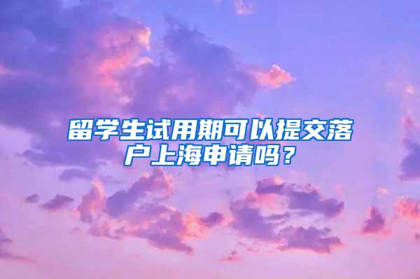 留学生试用期可以提交落户上海申请吗？