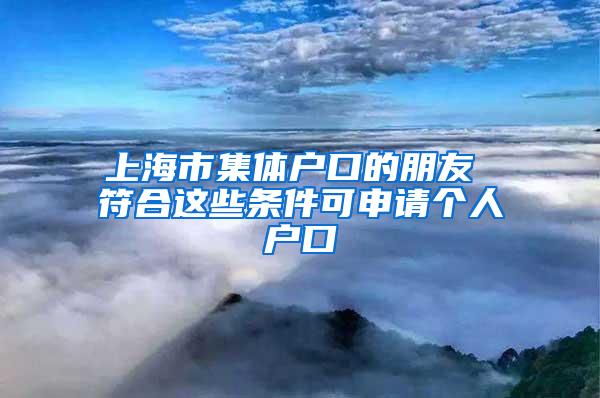 上海市集体户口的朋友 符合这些条件可申请个人户口