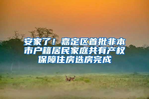 安家了！嘉定区首批非本市户籍居民家庭共有产权保障住房选房完成