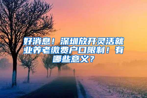 好消息！深圳放开灵活就业养老缴费户口限制！有哪些意义？