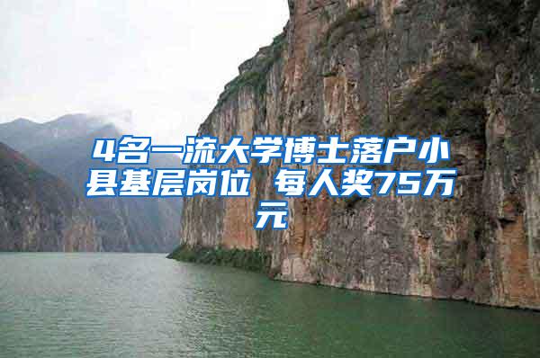 4名一流大学博士落户小县基层岗位 每人奖75万元