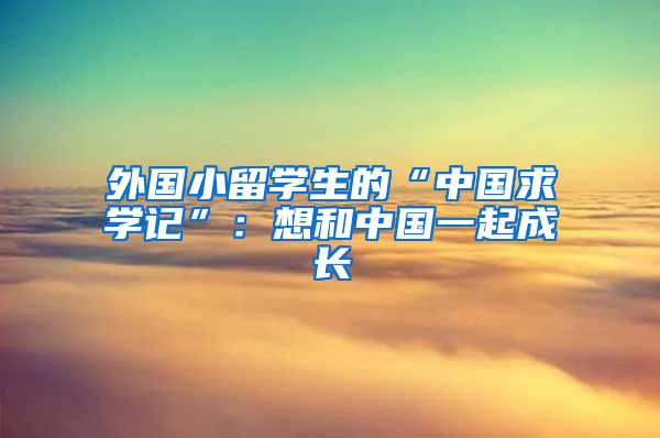 外国小留学生的“中国求学记”：想和中国一起成长