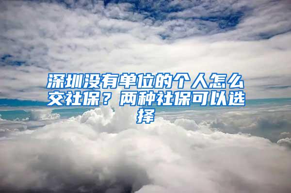 深圳没有单位的个人怎么交社保？两种社保可以选择