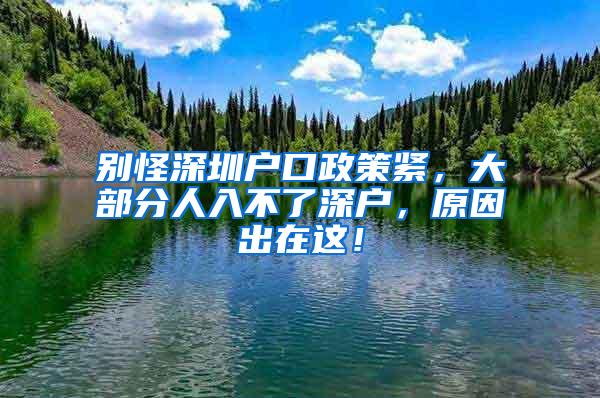 别怪深圳户口政策紧，大部分人入不了深户，原因出在这！