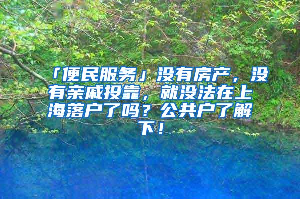 「便民服务」没有房产，没有亲戚投靠，就没法在上海落户了吗？公共户了解下！