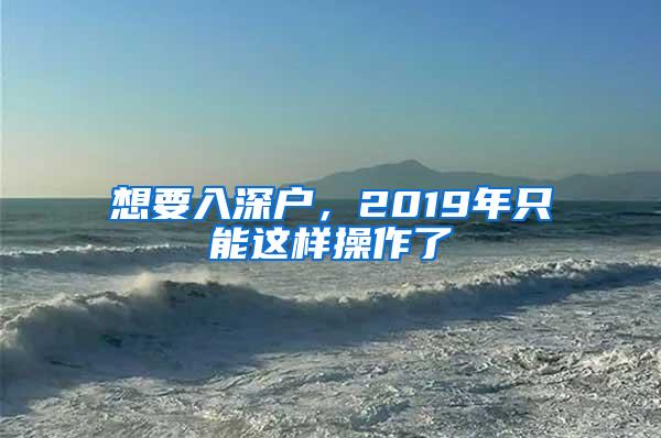 想要入深户，2019年只能这样操作了