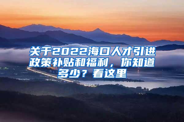 关于2022海口人才引进政策补贴和福利，你知道多少？看这里