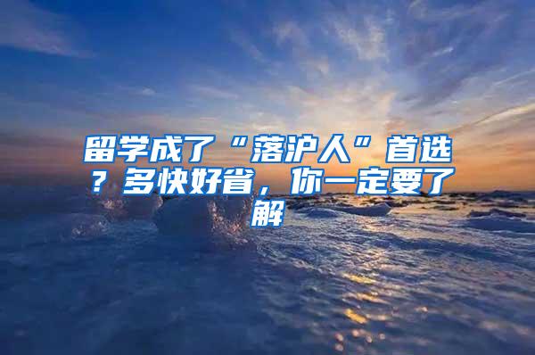 留学成了“落沪人”首选？多快好省，你一定要了解