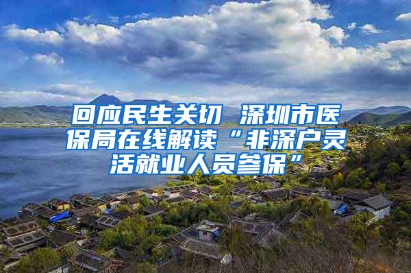 回应民生关切 深圳市医保局在线解读“非深户灵活就业人员参保”