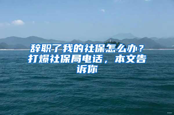 辞职了我的社保怎么办？打爆社保局电话，本文告诉你