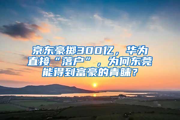 京东豪掷300亿，华为直接“落户”，为何东莞能得到富豪的青睐？