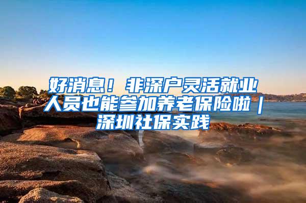 好消息！非深户灵活就业人员也能参加养老保险啦｜深圳社保实践④