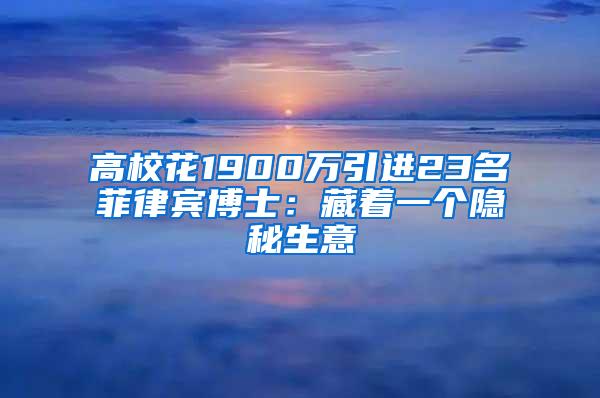 高校花1900万引进23名菲律宾博士：藏着一个隐秘生意