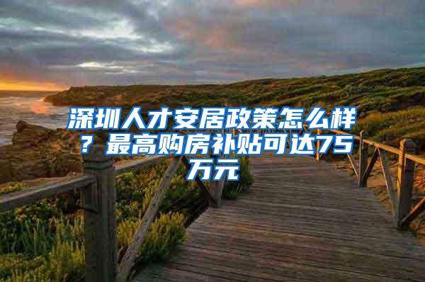 深圳人才安居政策怎么样？最高购房补贴可达75万元