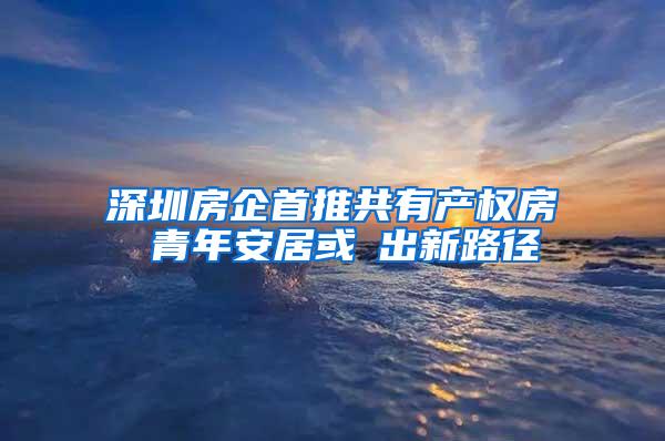 深圳房企首推共有产权房 青年安居或蹚出新路径