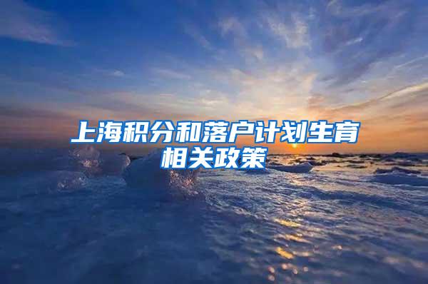 上海积分和落户计划生育相关政策