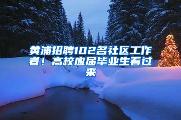 黄浦招聘102名社区工作者！高校应届毕业生看过来