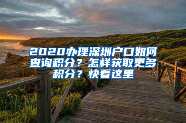 2020办理深圳户口如何查询积分？怎样获取更多积分？快看这里