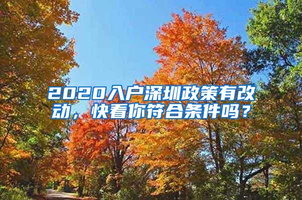 2020入户深圳政策有改动，快看你符合条件吗？