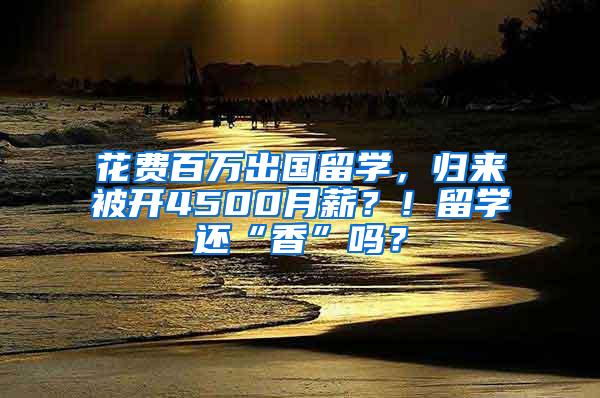 花费百万出国留学，归来被开4500月薪？！留学还“香”吗？