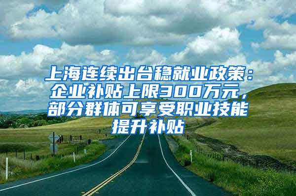 上海连续出台稳就业政策：企业补贴上限300万元，部分群体可享受职业技能提升补贴