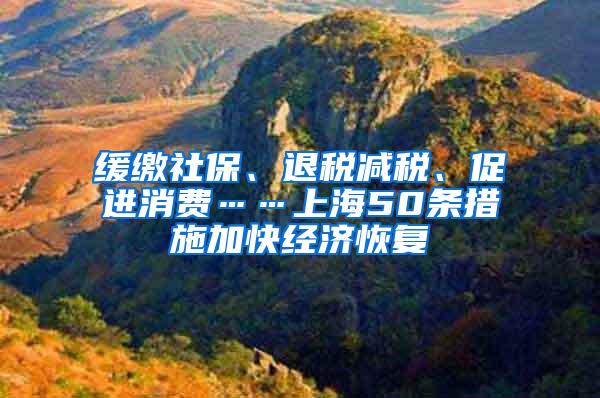 缓缴社保、退税减税、促进消费……上海50条措施加快经济恢复