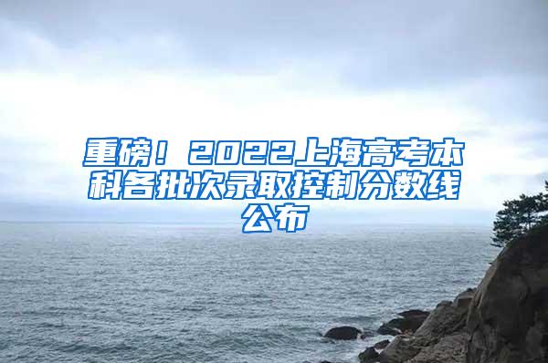 重磅！2022上海高考本科各批次录取控制分数线公布