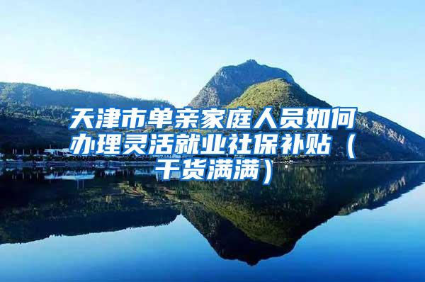 天津市单亲家庭人员如何办理灵活就业社保补贴（干货满满）