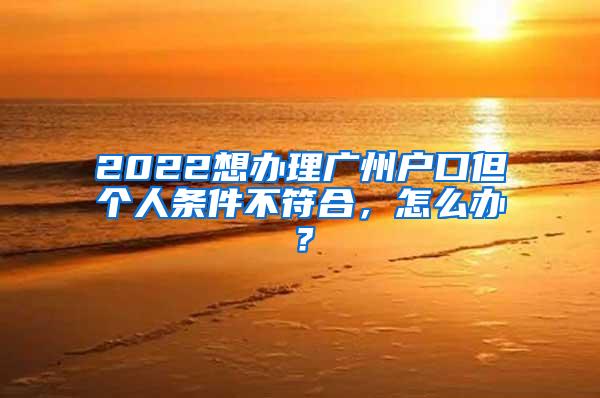 2022想办理广州户口但个人条件不符合，怎么办？