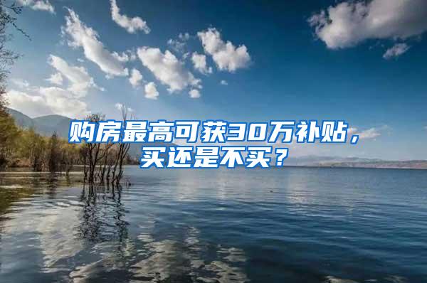 购房最高可获30万补贴，买还是不买？