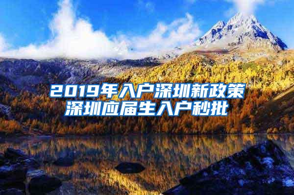 2019年入户深圳新政策深圳应届生入户秒批