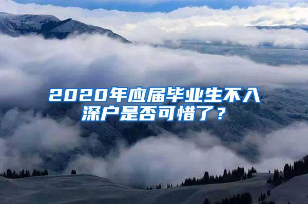 2020年应届毕业生不入深户是否可惜了？