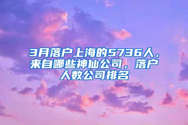 3月落户上海的5736人，来自哪些神仙公司，落户人数公司排名