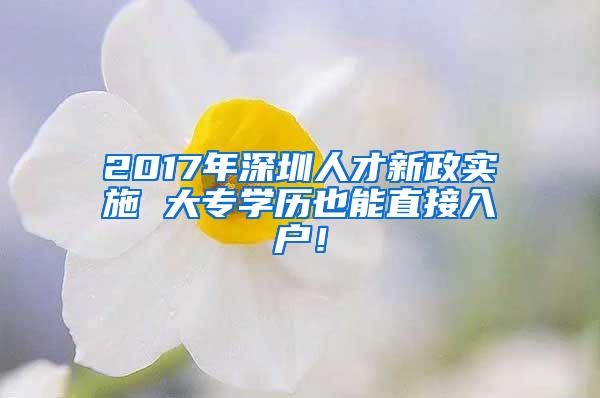 2017年深圳人才新政实施 大专学历也能直接入户！