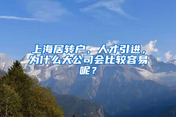 上海居转户、人才引进，为什么大公司会比较容易呢？