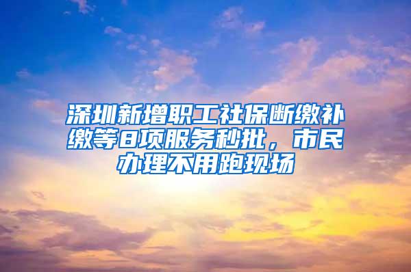 深圳新增职工社保断缴补缴等8项服务秒批，市民办理不用跑现场