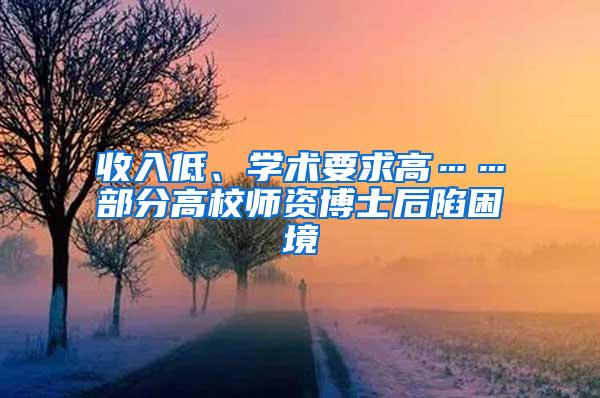 收入低、学术要求高……部分高校师资博士后陷困境