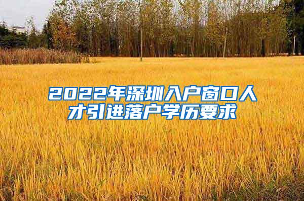 2022年深圳入户窗口人才引进落户学历要求