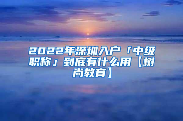 2022年深圳入户「中级职称」到底有什么用【树尚教育】