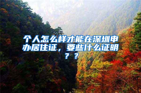 个人怎么样才能在深圳申办居住证，要些什么证明？？