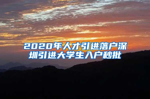 2020年人才引进落户深圳引进大学生入户秒批