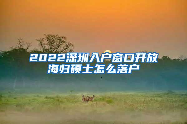 2022深圳入户窗口开放海归硕士怎么落户