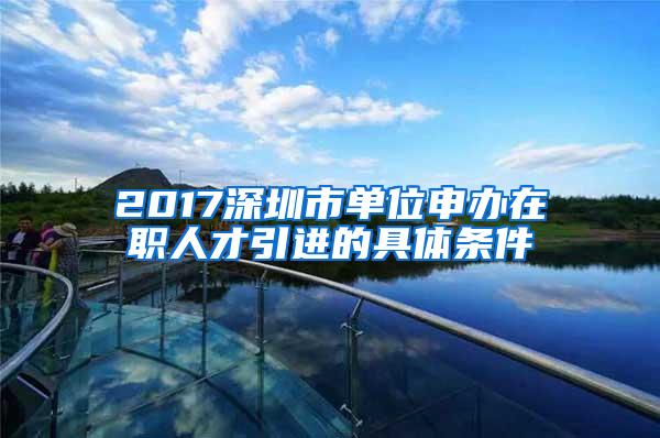 2017深圳市单位申办在职人才引进的具体条件