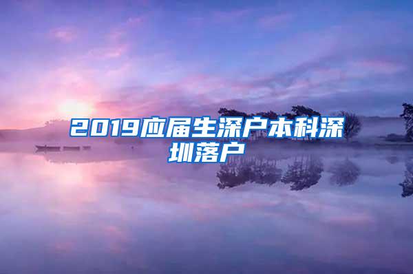 2019应届生深户本科深圳落户